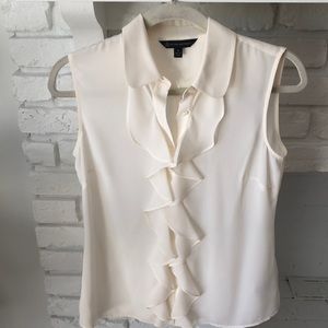 Brooks Brother Cream Sleeveless Blouse